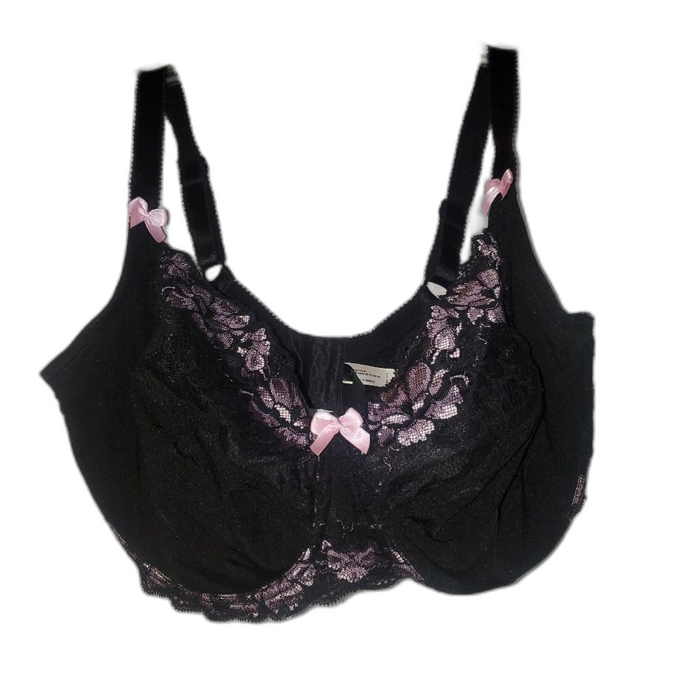 Black And Pink Lace Underwire Bra, 44G, 44DDDD, Adore Me, Sexy, Plus Size